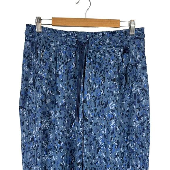 Athleta Avenue Printed Wide Leg Crop Navy Blue Pant Size 10 Style 980443 - Picture 6 of 16